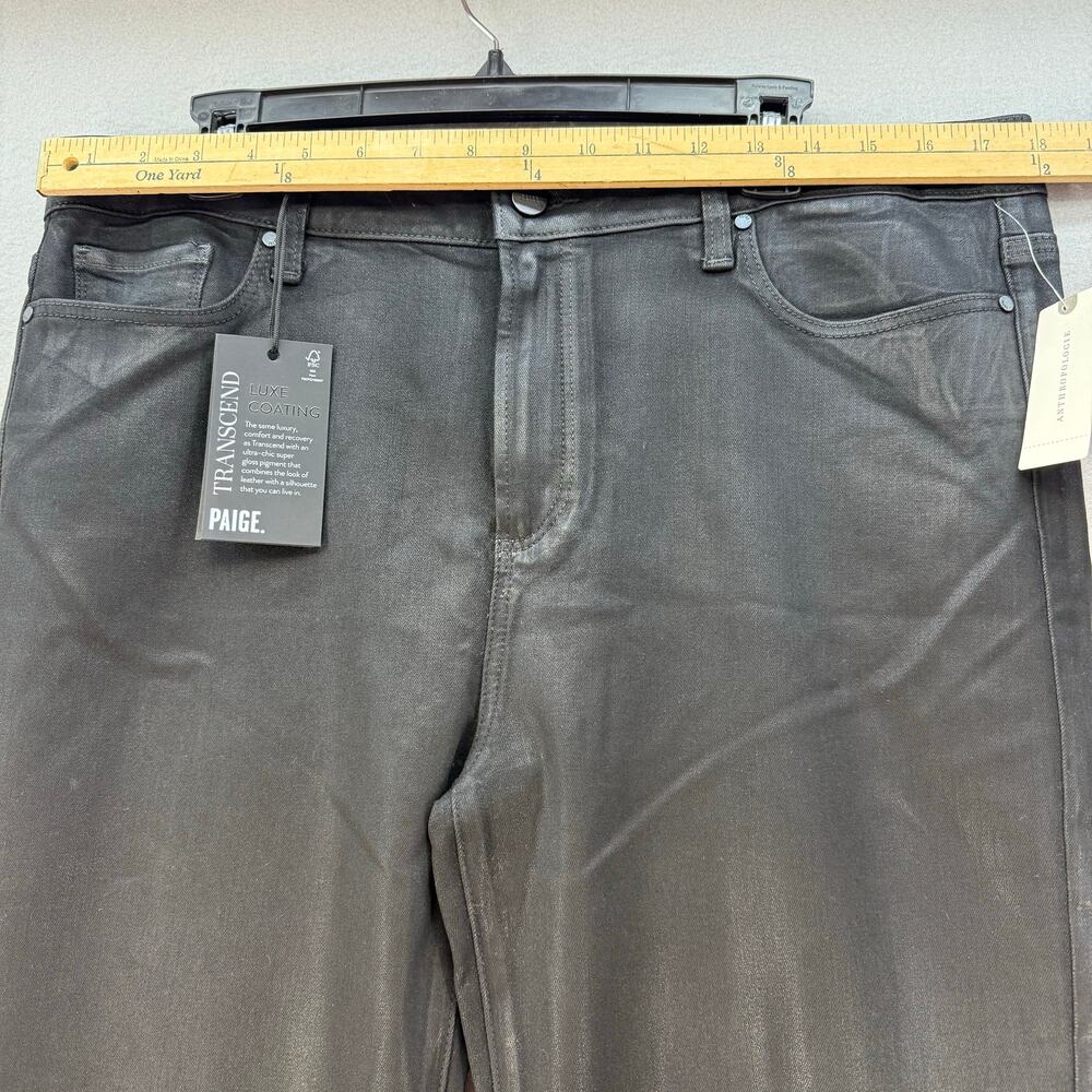 Paige Pants Women's 33 (16) Black Claudine Transend Lux Coating Antrhopologie - Picture 12 of 16